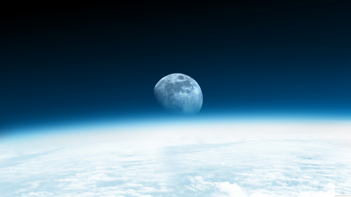 ‘~【3840×2160】月亮升起,太空,星空,地球,4K高清桌面背景’ 的图片