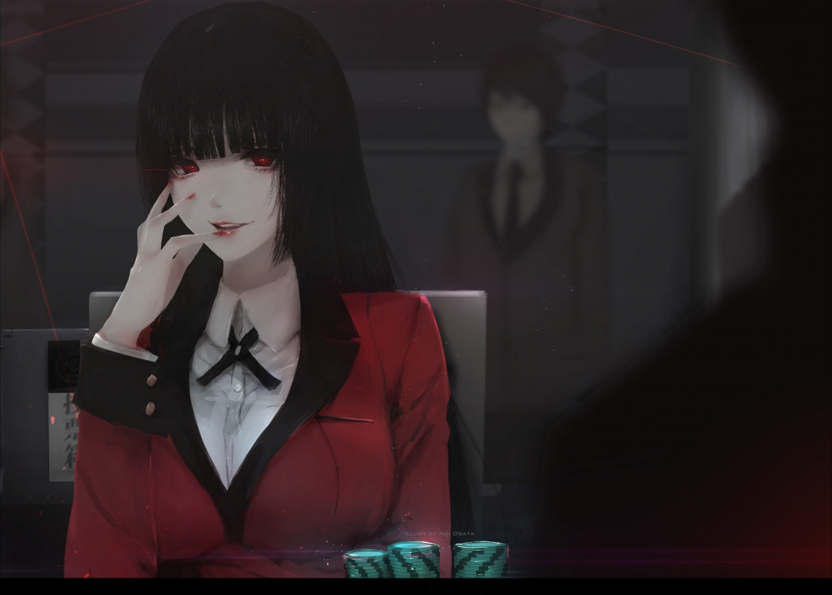 ‘~狂赌之渊(Kakegurui) 红色制服小姐姐 二次元动漫4k桌面背景’ 的图片