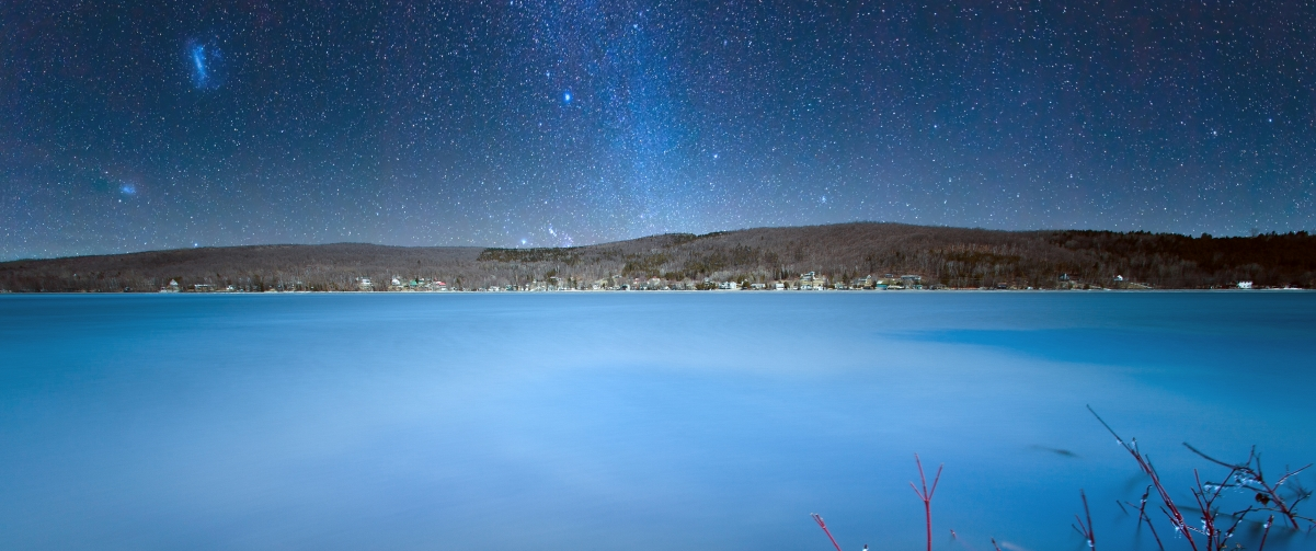 ‘~加拿大威廉湖 美丽的银河系3440×1440桌面背景’ 的图片