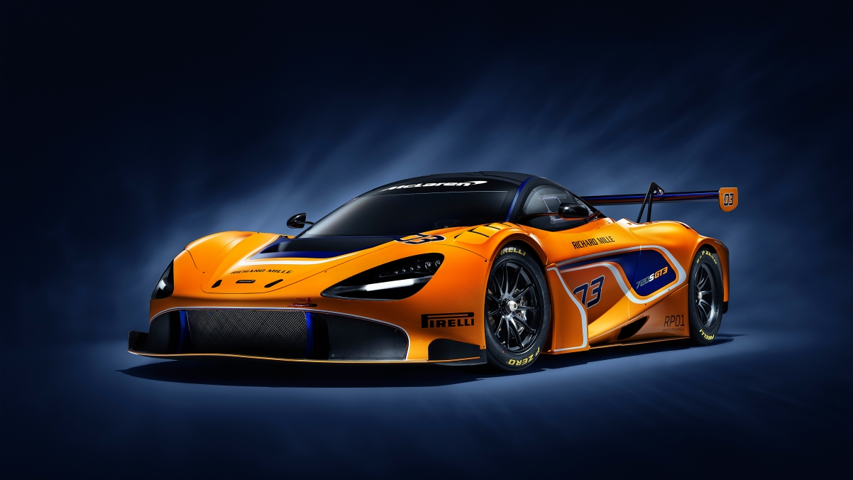 ‘~McLaren 720S GT3 迈凯伦橙色跑车4k桌面背景’ 的图片