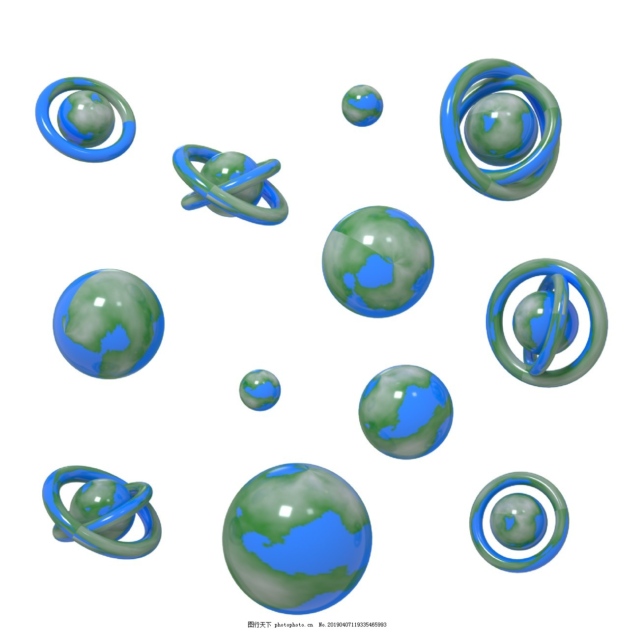 ‘~C4D蓝绿色地球立体装饰漂浮元素图片_漂浮素材_平面创作元素-  ~’ 的图片