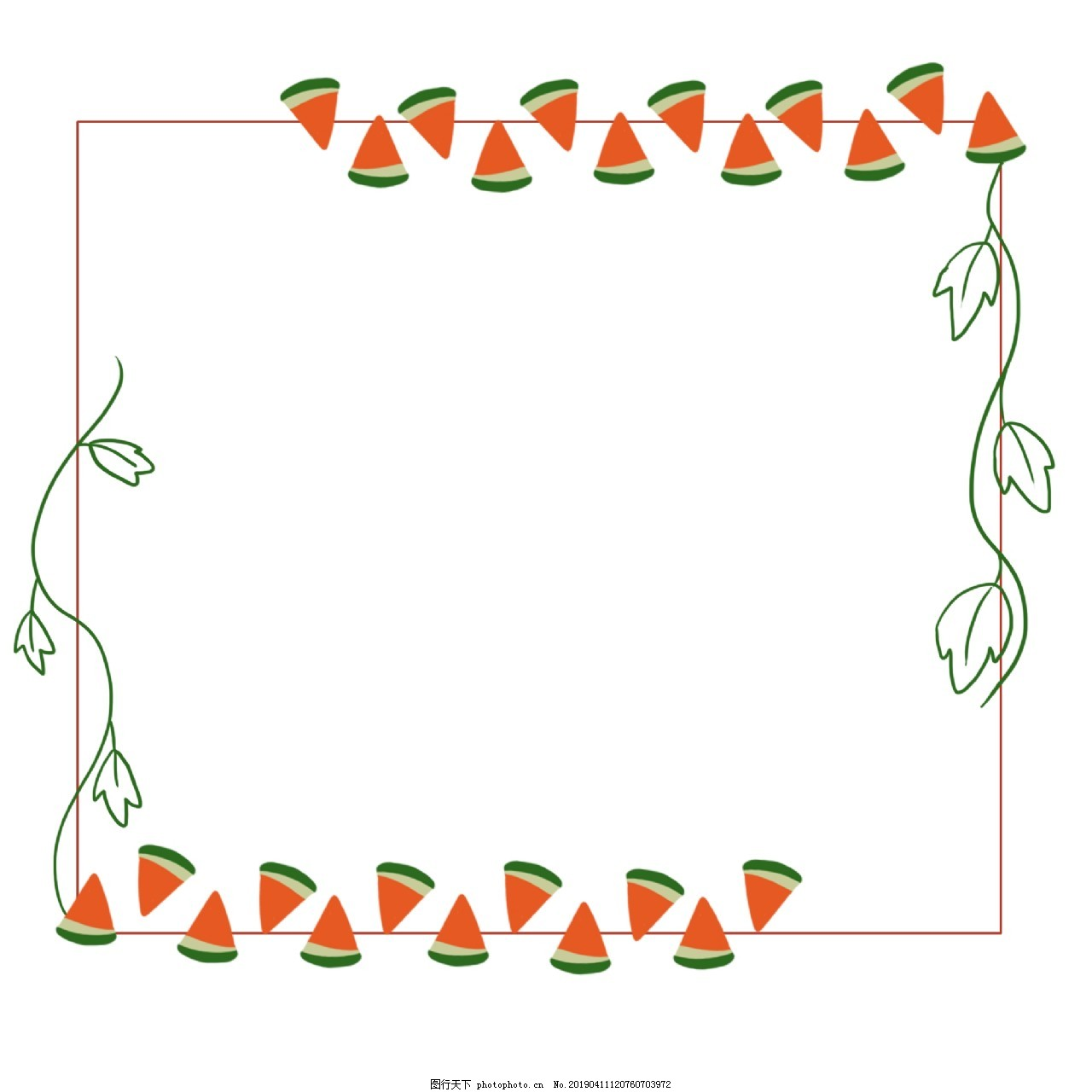 ‘~植物西瓜边框插图图片_纹理边框_平面创作元素-  ~’ 的图片