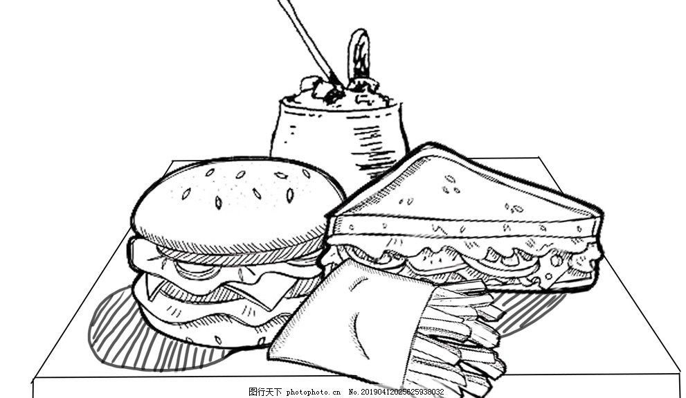 ‘~西式快餐手绘简笔图片_餐饮美食_生活百科-  ~’ 的图片