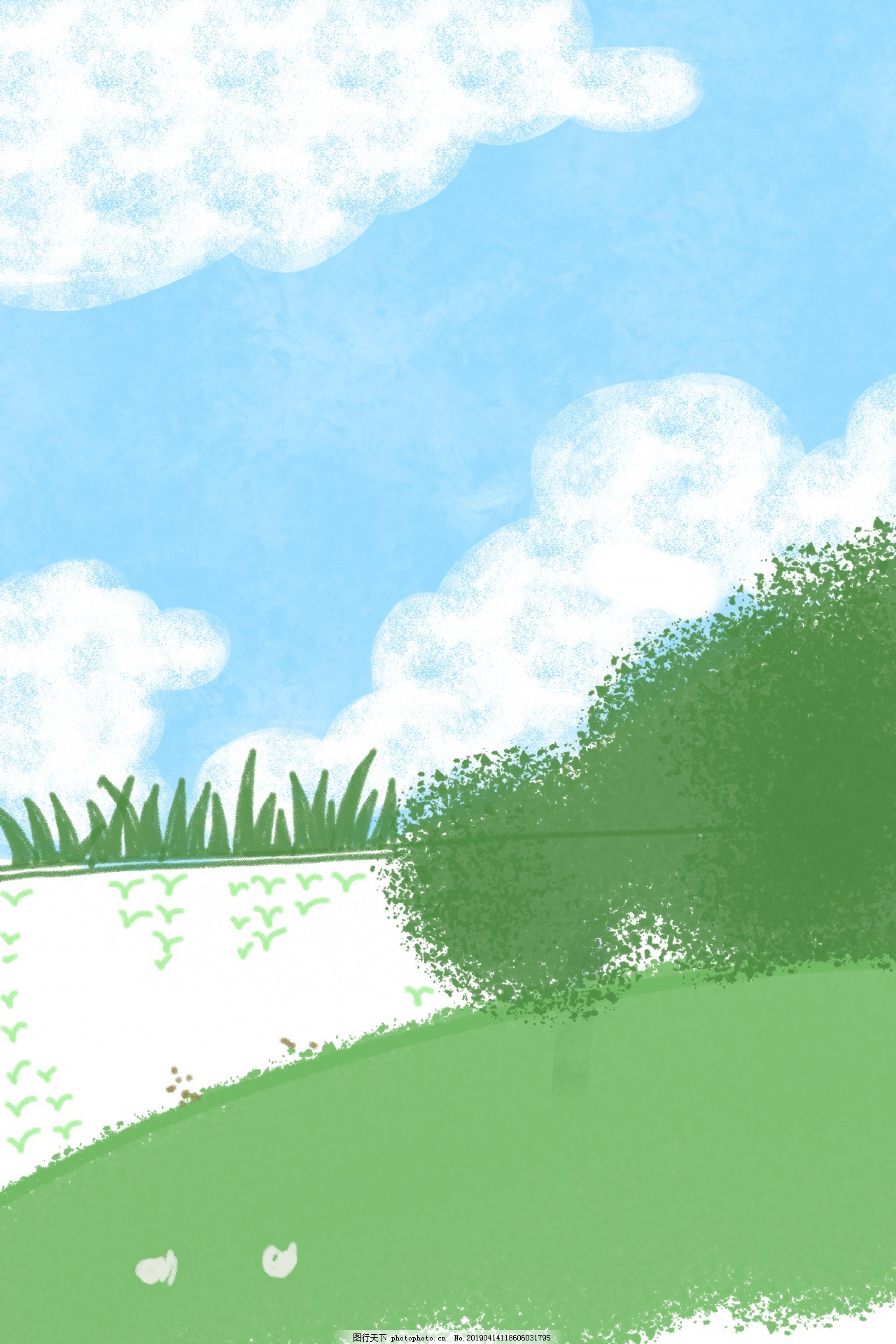 ‘~蓝色的天空植物免抠图图片_H5背景_底纹边框-  ~’ 的图片