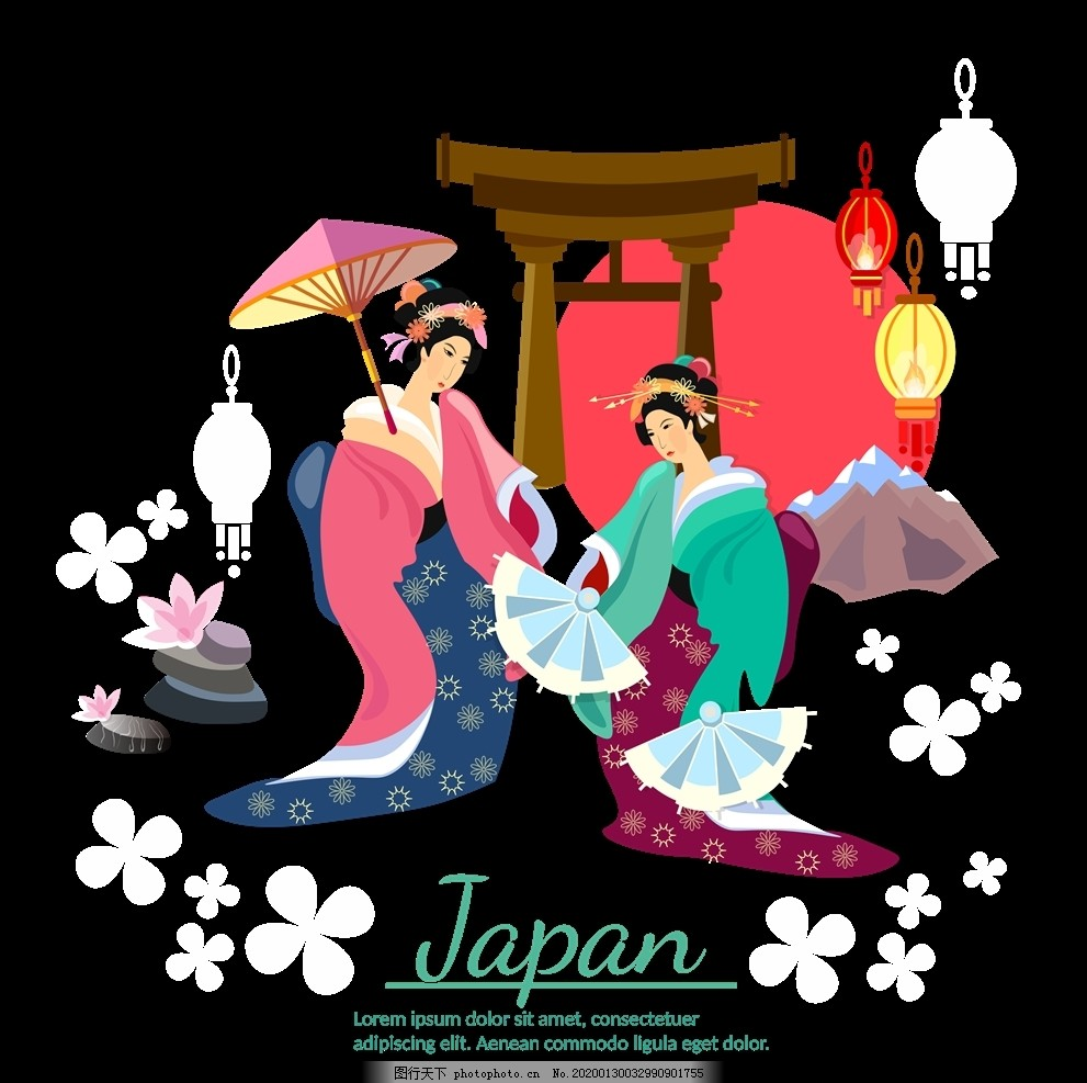 PNG日本文化旅游背景人物,和服,美女,卡通人物,日本旅游,日本素材,日本元素