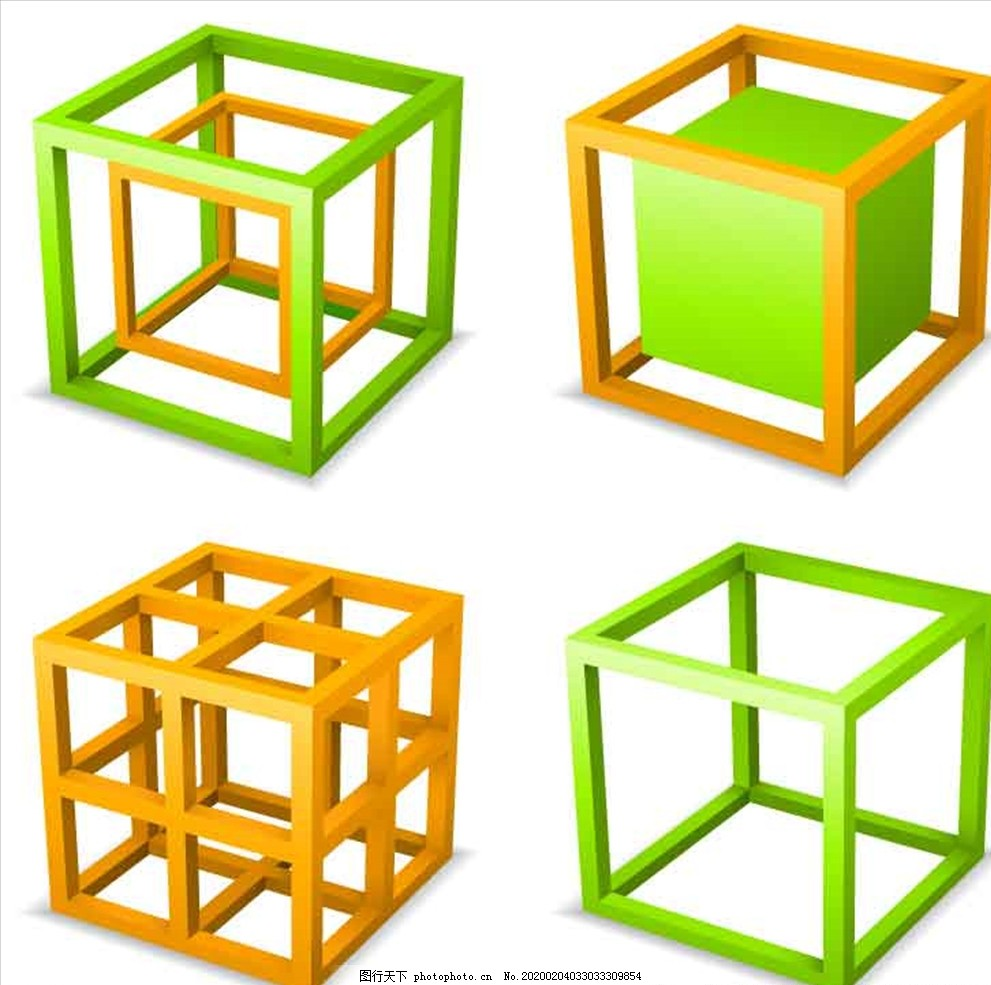 3D图形素材立体方体建筑结构,拼图,场景,方块,彩色积木,玩具,立方体